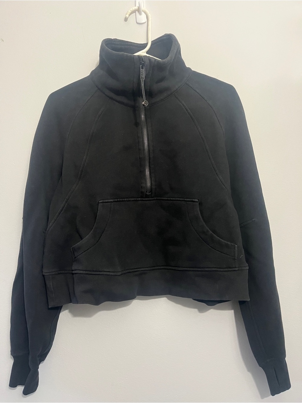 Lululemon Black Crew Pullover Funnel Neck Scuba Oversized Half-Zipped Size S/XS